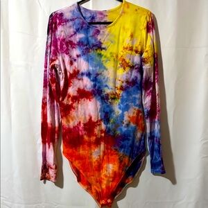Old Navy - Tie Dye by Gail | Multicolor Tie-Dye Bodysuit Long Sleeve Top
